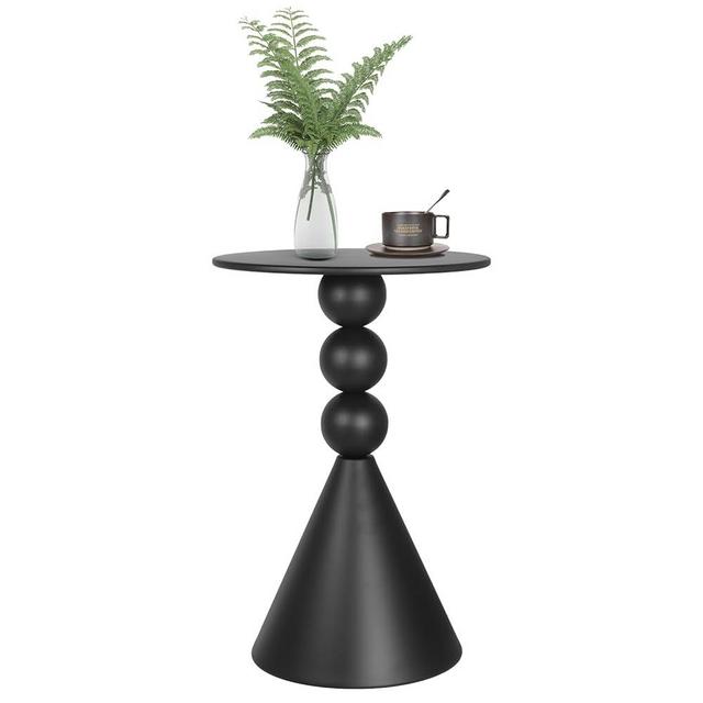 OIKASSU Metal Round Martini Table,Vintage Drum Side End Table,Modern Nightstand Accent Pedestal Tables Coffee Tables for Small Space Living Room, Bedroom,Black