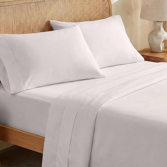 California Design Den 100% Organic Cotton Sheets Queen Size Bed Set - Crisp Percale, Deep Pocket Queen Sheet Set, Breathable and Durable Bedding - Stone (True Beige)