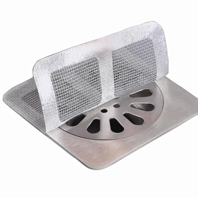 30 Pack Disposable Drain Hair Catcher Cover Shower Mesh for Bathroom Floor Bathtub Sewer Square Filter Self Adhesive Sticker 3.9 * 3.9 Inch