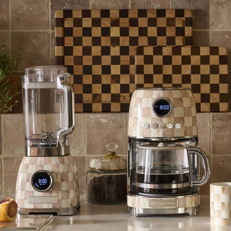MacKenzie-Childs, Mocha Check Stainless Steel Blender | Zola