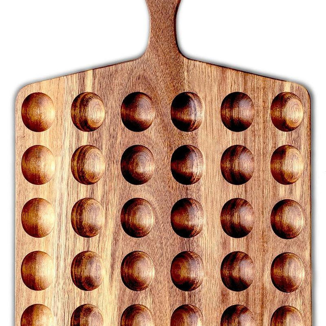 Acacia Wood Deviled Egg Platter-30 Holes Deviled Egg Tray.Square Multipurpose Charcuterie Board & Cheese Board for Kitchen Countertops. (Over Sized 17x13”)