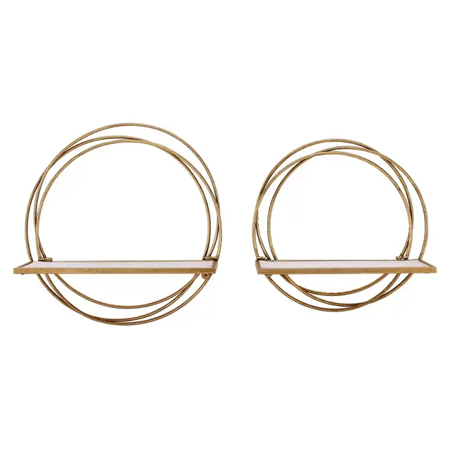 Danya B.™ Golden Rings Floating Wall Shelves in Gold (Set of 2)