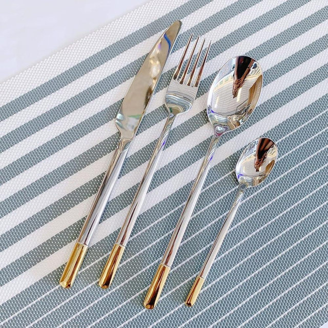 Silverware Set Service for 6, IKXO 24-Piece Modern Stainless Steel Flatware Cutlery Set, Dinnerware sets Include Fork Knife and Spoon Set, Mirror Polished