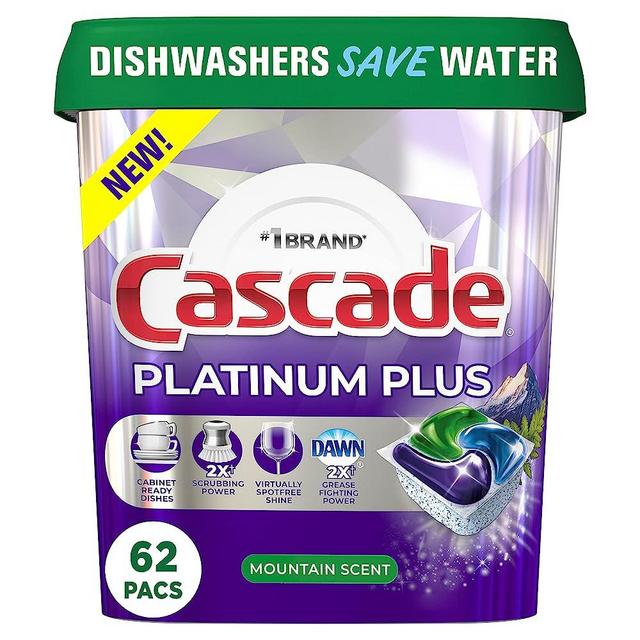 Cascade Platinum Plus ActionPacs Dishwasher Detergent Pods, Mountain, 62 Count
