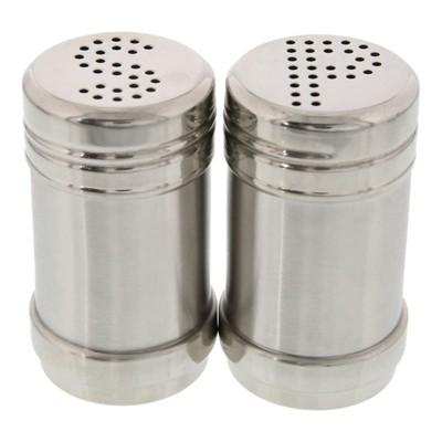 Juvale 2 Ounce Stainless Steel Metal Salt and Pepper Shakers for Kitchen Counter, Dinner Table, Condiments, Perforated "S" and "P" Caps, 3.5 in