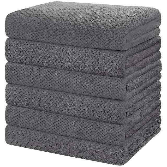 HOMEXCEL Bath Towel Set Pack of 6, (24 x 48 Inches) Microfiber Ultra Soft Highly Absorbent Bath Towel, Lightweight and Quick Drying Towels for Body, Yoga, Grey