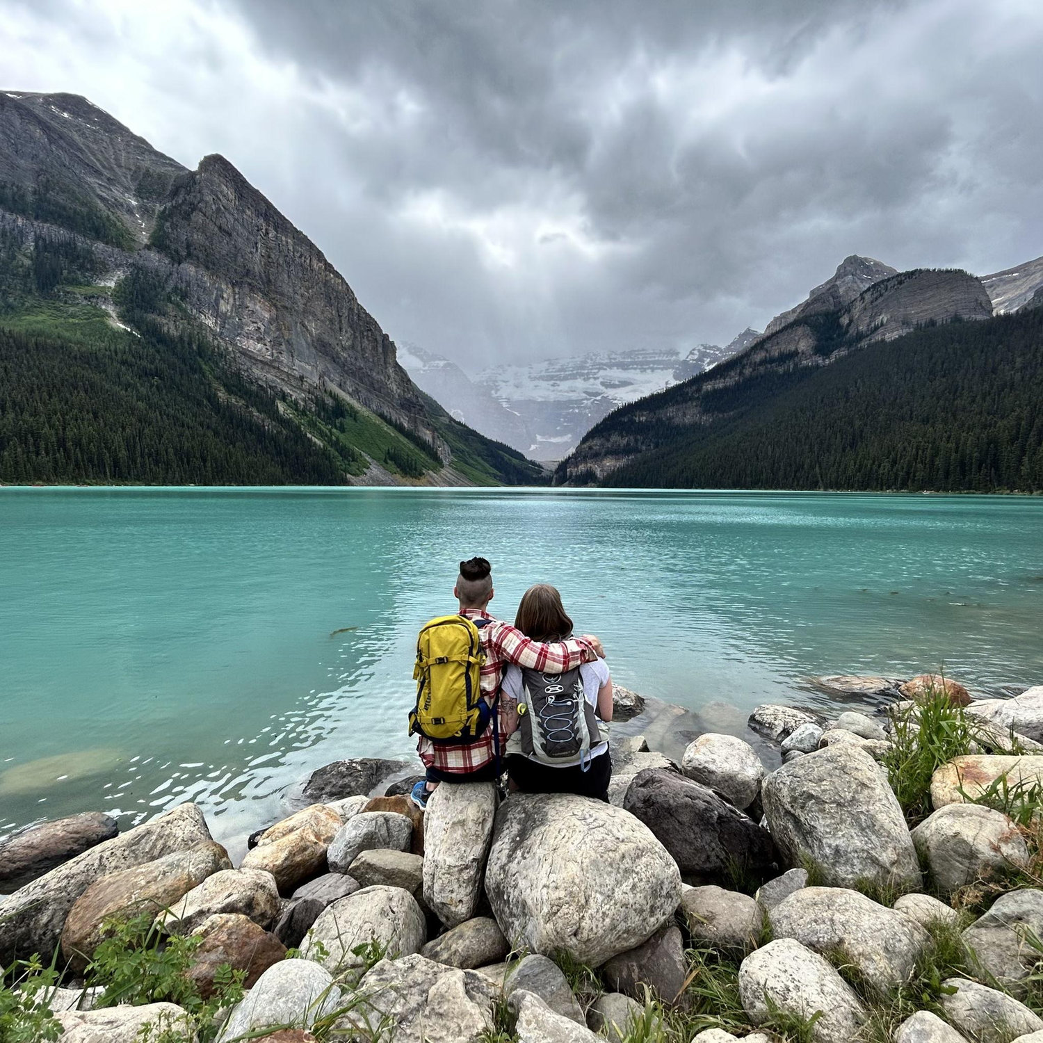Hiking around Lake Louise.
