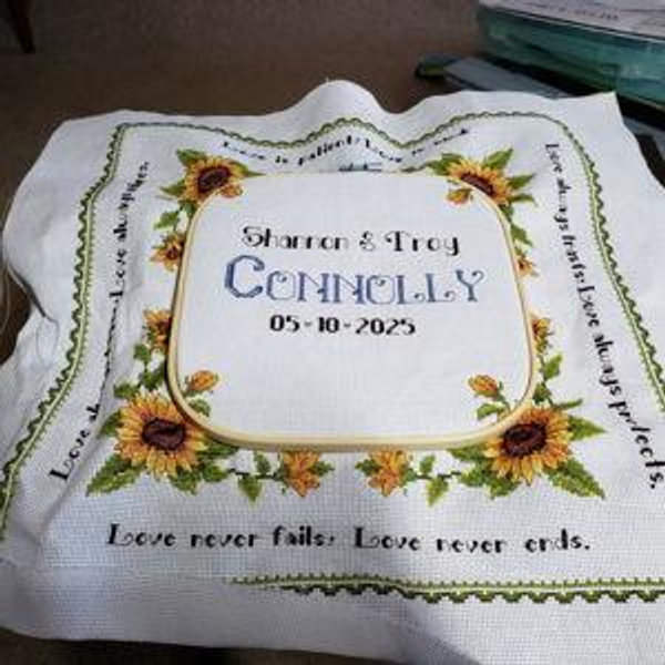 Framing wedding crosstitch
