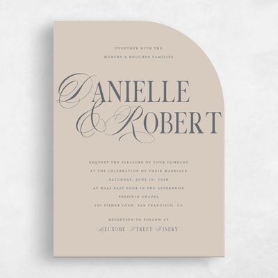 Brown Half arch Wedding Invitation - Nevis Portrait