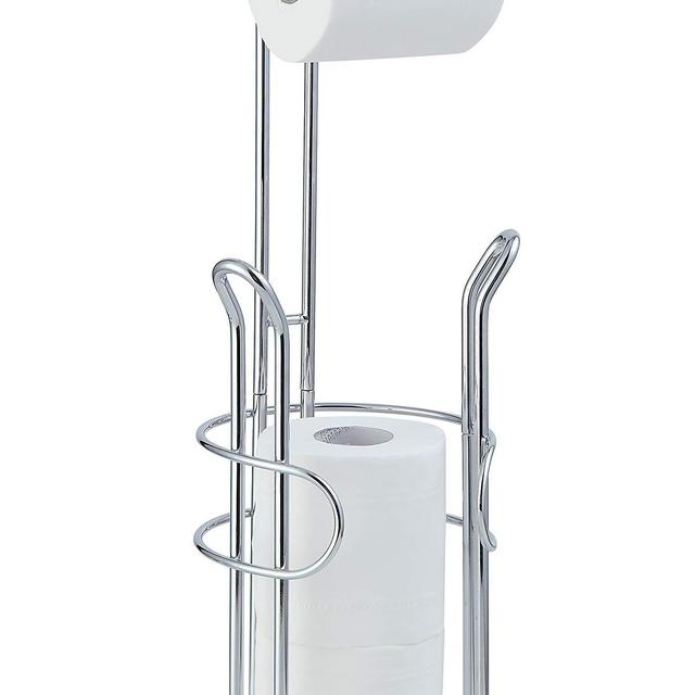 LCUS SunnyPoint Bathroom Toilet Tissue Paper Roll Storage Holder Stand with Reserve, Chrome Finish (Chrome)