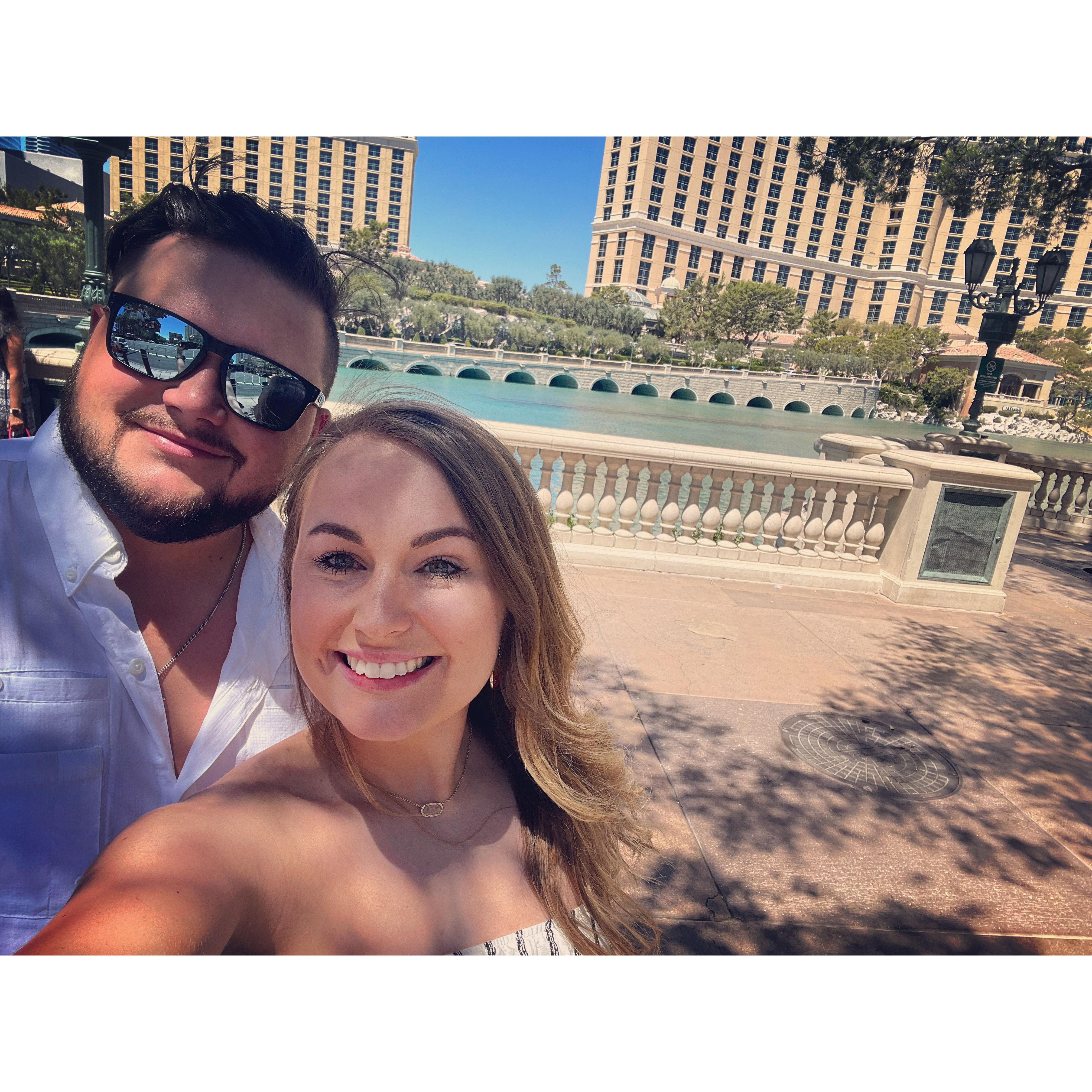 Us in front of our wedding location! We had no idea that we would be saying “I do” here 2 years later!