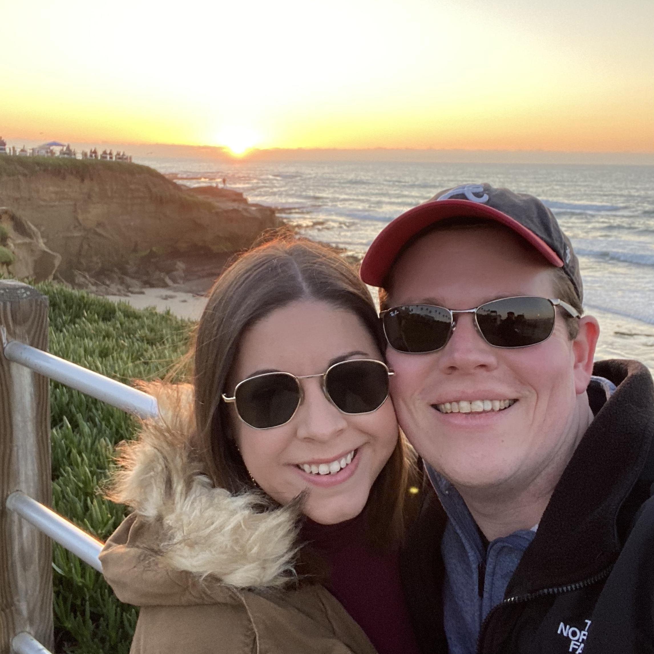 Watching the sunset during our amazing trip to San Diego.