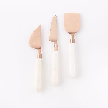 Copper + Marble Cheese Knives, Set of 3