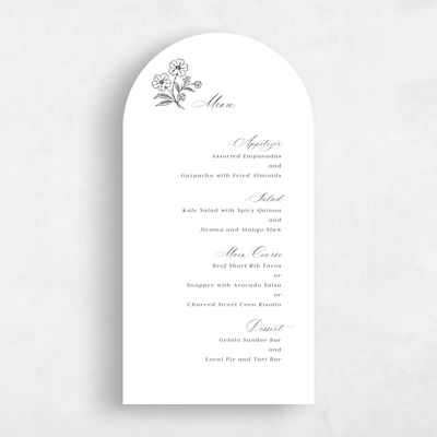 White Arch Wedding Menu - Artura