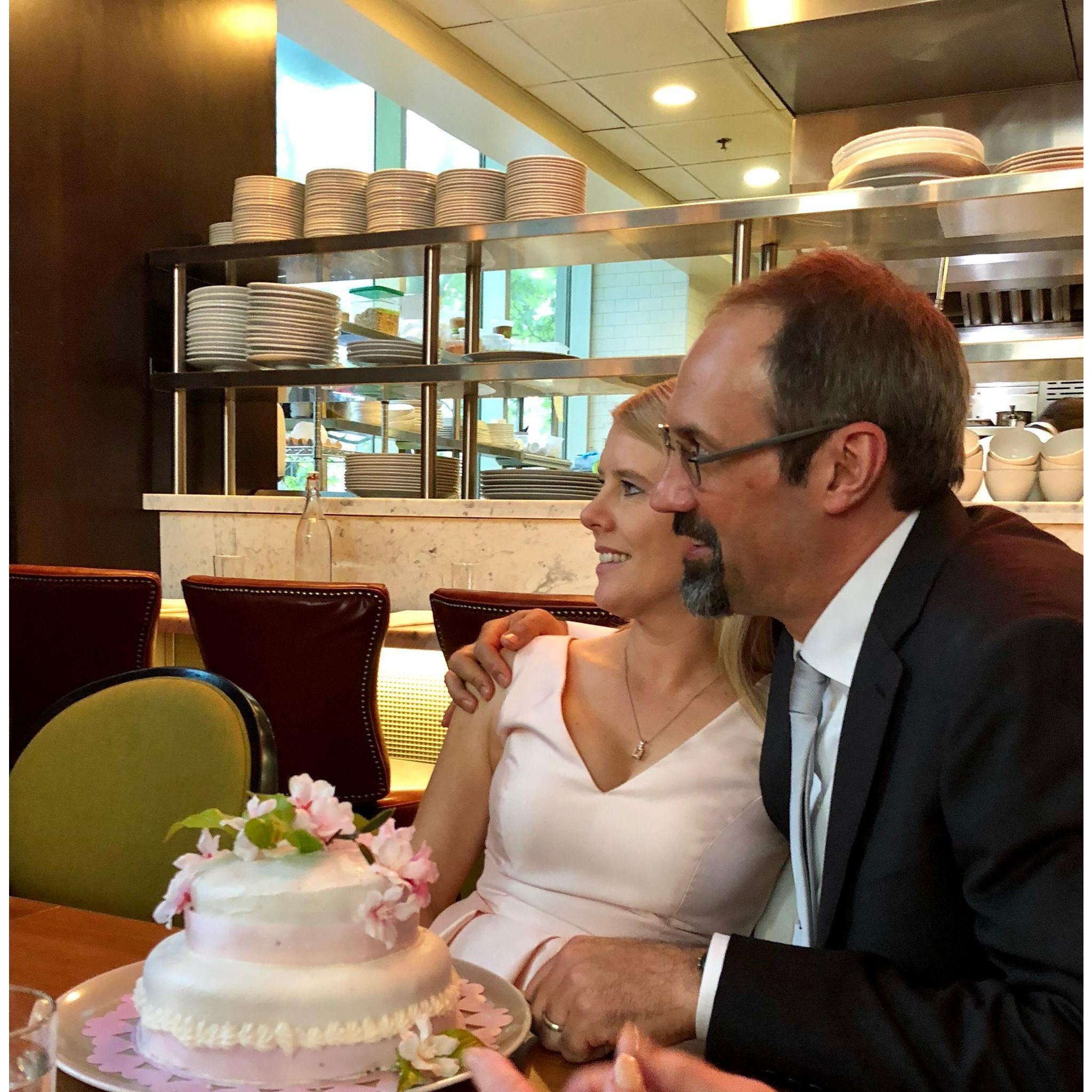 The smallest wedding cake Erika's Mom has ever made!