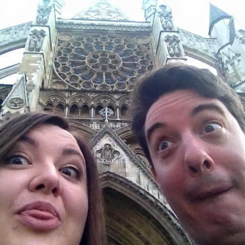 Silly faces outside Westminster Abby