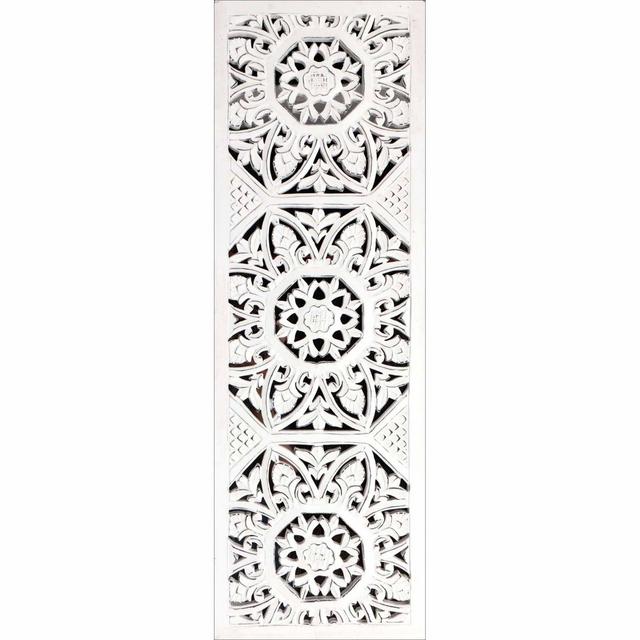 Decorative Medallion Panel Wall Mirror in White