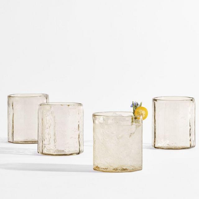 Hammered Café Double Old Fashioned Glasses, Set of 4 - Smoke