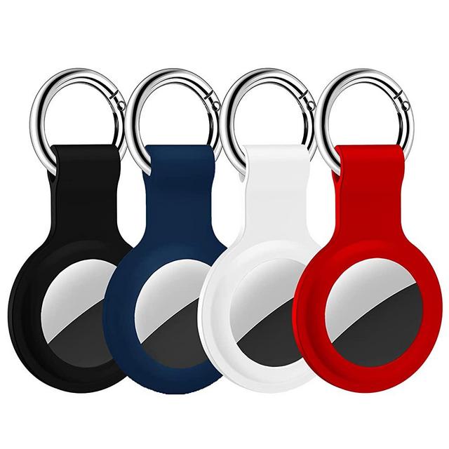 HATALKIN Case Compatible with Apple AirTags Case Keychain Air tag Holder Air Tag Key Ring Cases Air Tags Protective Cover Airtag Key Chain Loop Holders Silicone for Luggage Dog Cat Pet Collar 4 Pack