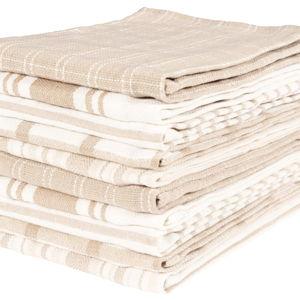 KAF Home Assorted Flat Kitchen Towels - Set of 10, 18 x 28 Inch (Beige)