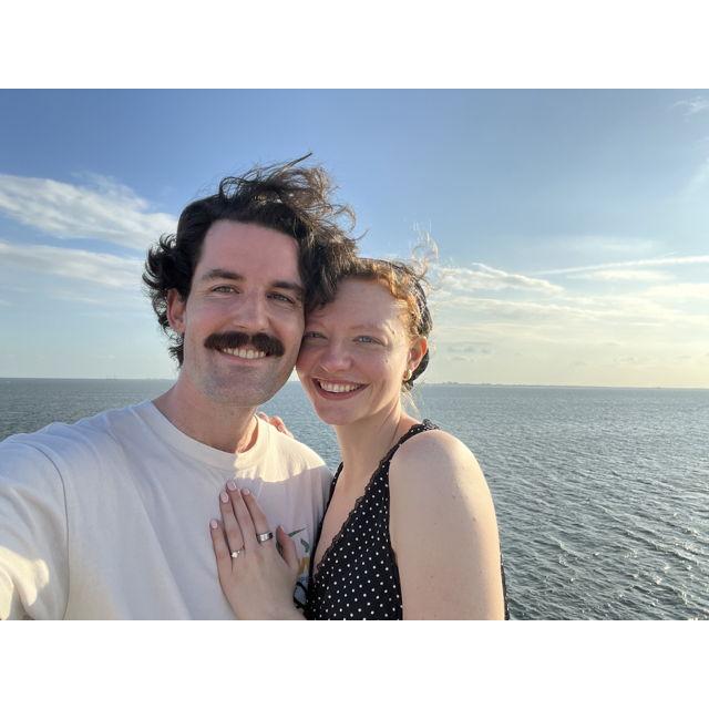 Just engaged! Daniel proposed at the site of one of our early dates.