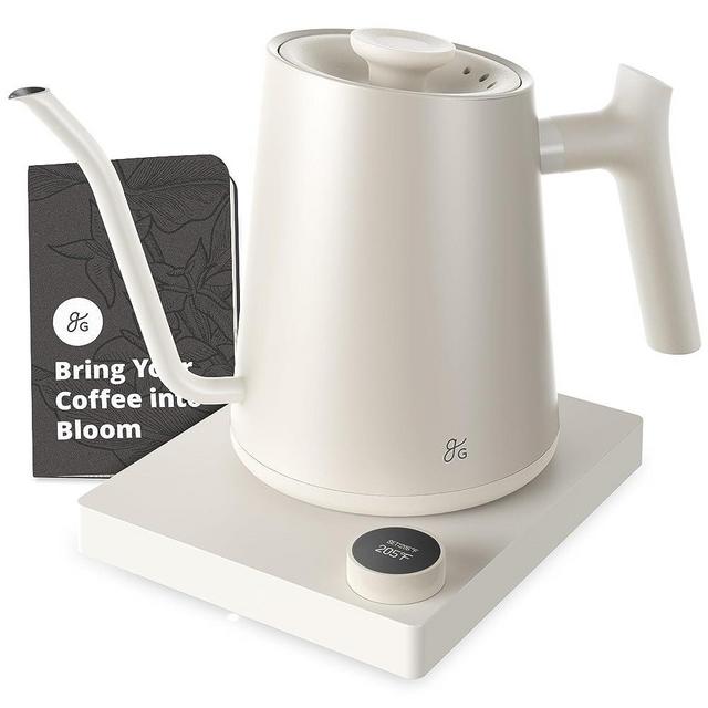 Greater Goods Electric Gooseneck Kettle - 1200 Watt Precision Coffee Kettle | A Gooseneck Kettle Perfect for Pour Overs with a Counterbalanced Handle | Designed in St. Louis (Birch White)