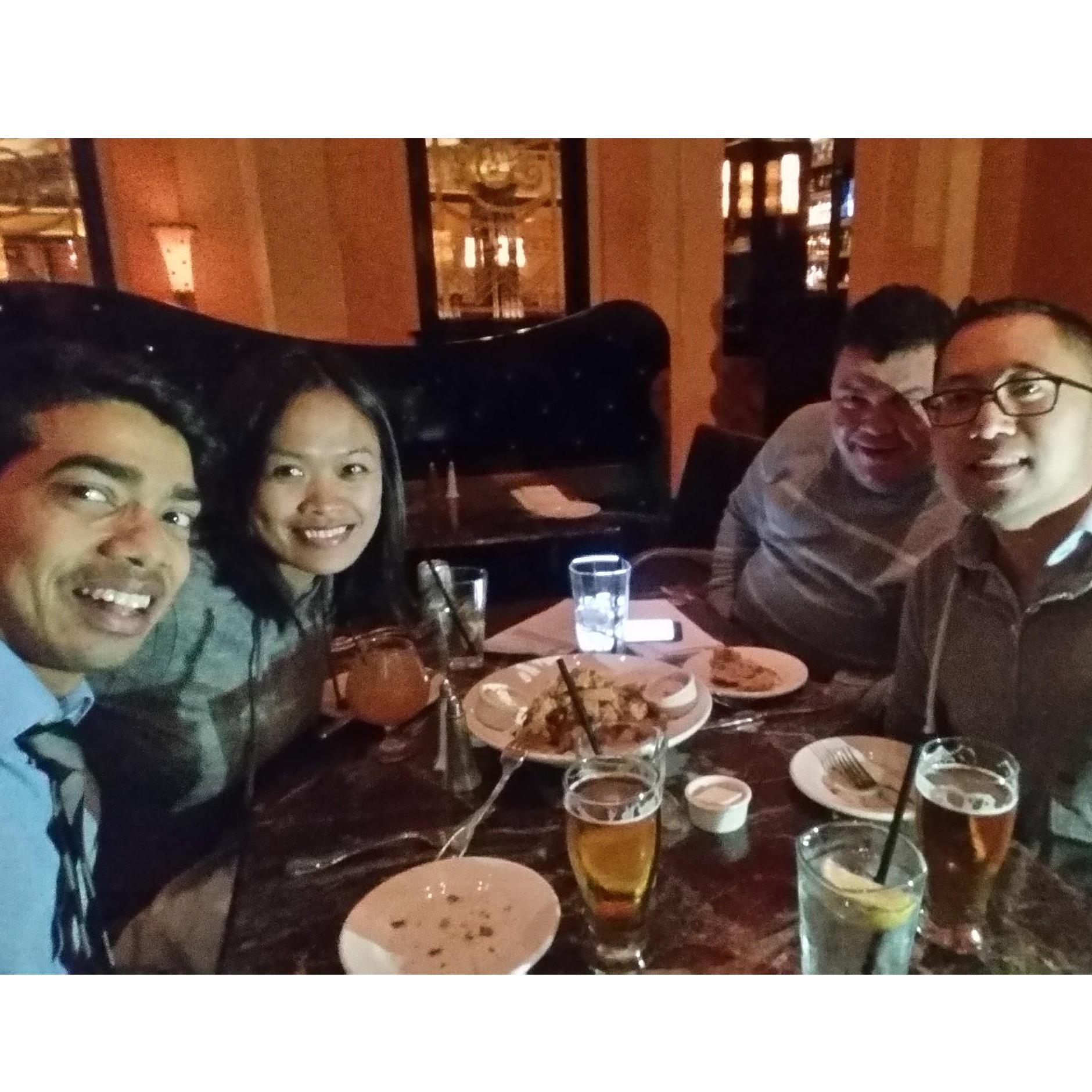 Celebration dinner after a major milestone.