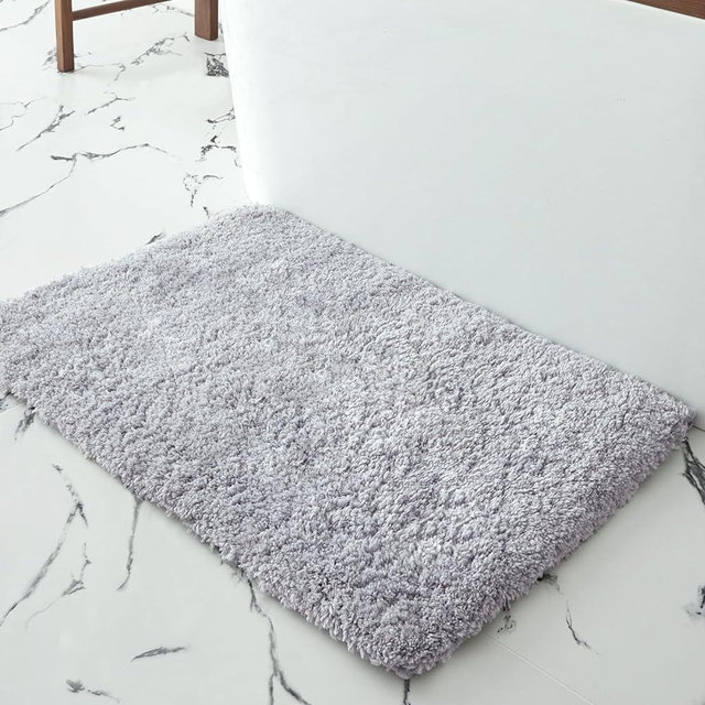 Disolla Gray Bath Mat 17x24in Washable Non Slip Bath Rug for Bathroom Floor Soft Absorbent Plush Shower Mat for Tub Modern Luxury Bathroom Carpet