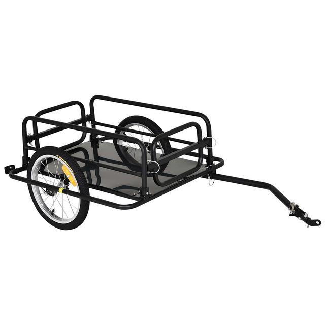 Aosom Foldable Bike Cargo Trailer Bicycle Cart Wagon Trailer w/ Hitch