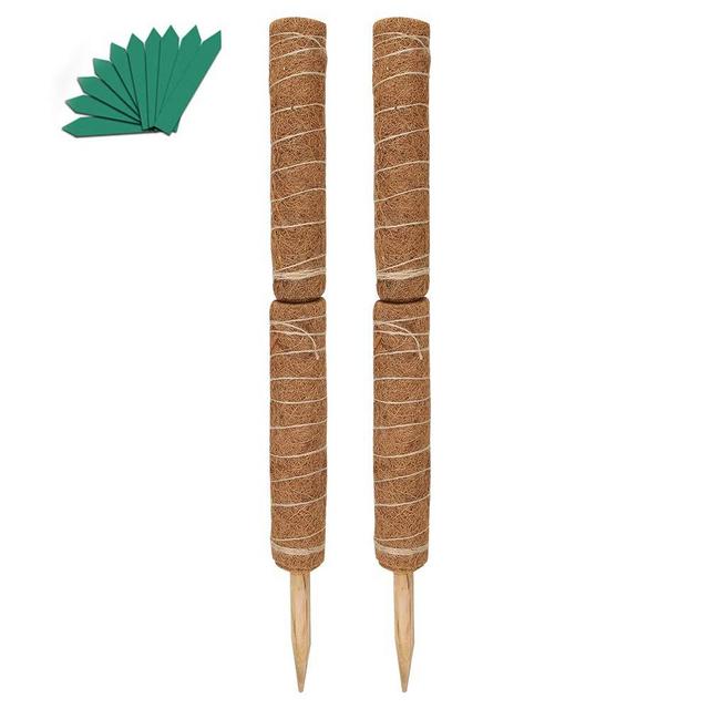 GROWNEER 2 Packs 24 Inches Coir Totem Pole with 15 Pcs Plant Labels, Coir Moss Totem Pole Coir Moss Stick for Plant Support Extension, Climbing Indoor Plants, Creepers