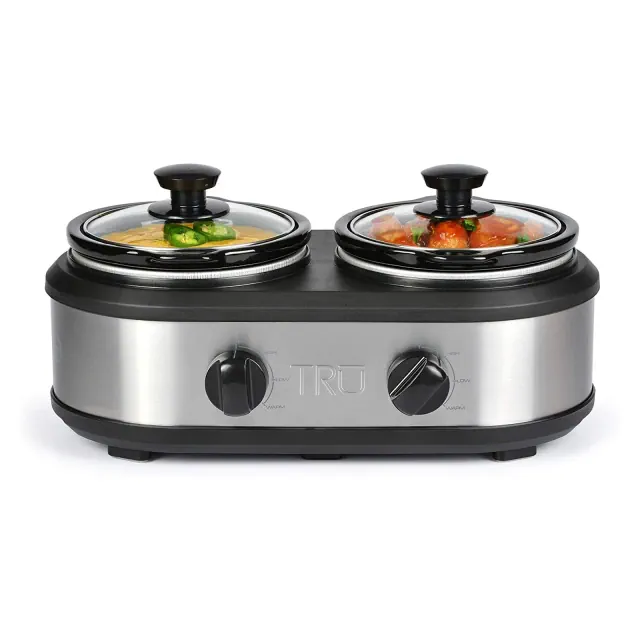 TRU Dual Crock Buffet Slow Cooker, 2 Inserts, Each 1.25-qt