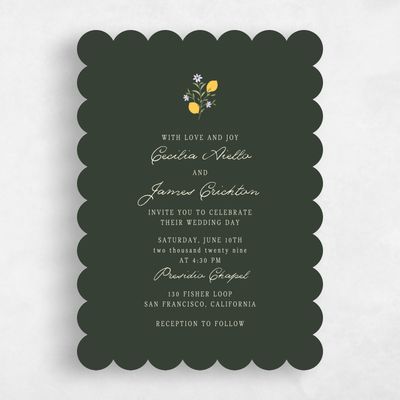 Green Scalloped Wedding Invitation - Brume Classic