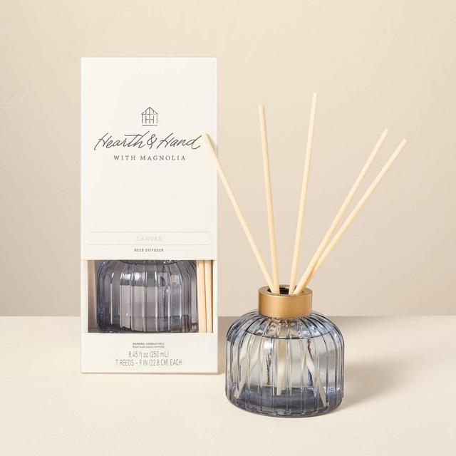 8.45 fl oz Ribbed Glass Diffuser Canvas - Hearth & Hand™ with Magnolia