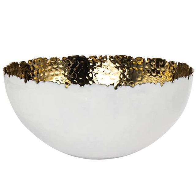 Godinger Round Salad Serving Bowl Platter White and Gold by Godinger - 10.5 Inches