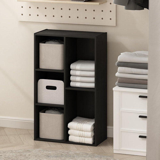 Furinno Reed 5-Cube Open Shelf Multipurpose Closet & Clothing Storage, Storage Organizer, Blackwood
