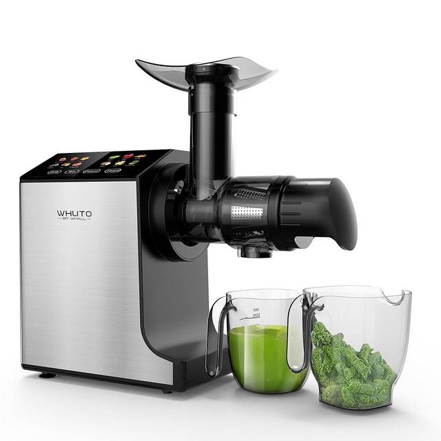 WHUTO Masticating Juicer Machines, Cold Press Juicer, Easy to Clean with Brush, Touch Screen Stainless Juicer Machines for Vegetable & Fruit, Juice Maker with Quiet Motor & 2 Speed Modes, Black