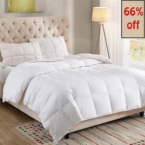 WhatsBedding 100% Cotton Down Comforter White Goose Duck Down and Feather Filling,Hypoallergenic. All Season Duvet Insert or Stand-Alone Comforter (King)