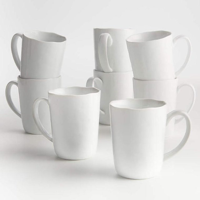Mercer 14-oz. White Porcelain Mugs, Set of 8