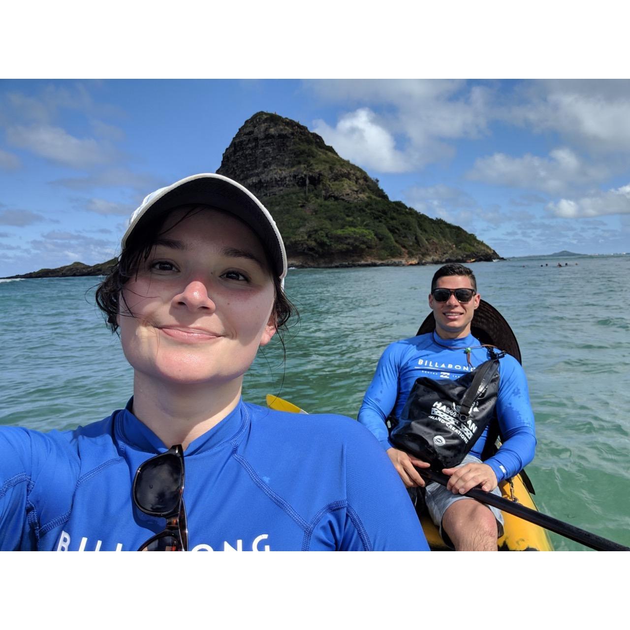 Kayak ride back that Jeff again didn't paddle. He proposed on the top of that island!