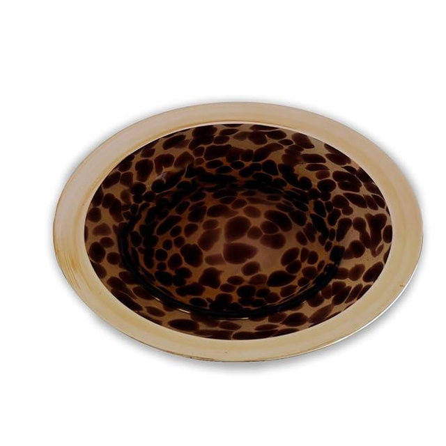 Beatriz Ball GLASS Tortoise and Gold Round Platter