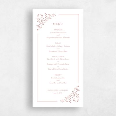 Dusty Rose, Pink Wedding Menu - Ivy Letterpress