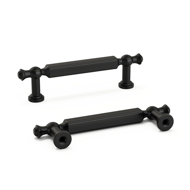 Goldenwarm 10 Pack Black Cabinet Handles Matte Black Cabinet Pulls Kitchen Drawer Handles 3 Inch Zinc Alloy Dresser Hardware for Bathroom Cupboard Bedroom, 76mm Hole Centers