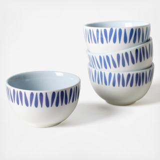 Iris Blue Drop Small Bowl, Set of 4