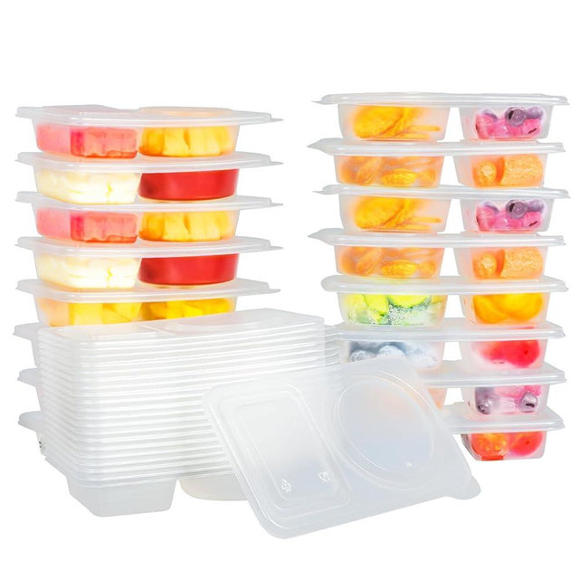 CDHSBJH Snack Container，Reusable Snack Containers with Lids 10Pcs,Dual compartment snack container,Snack box containers that are easy to carry for kids and adults,Suitable for dining out and camping