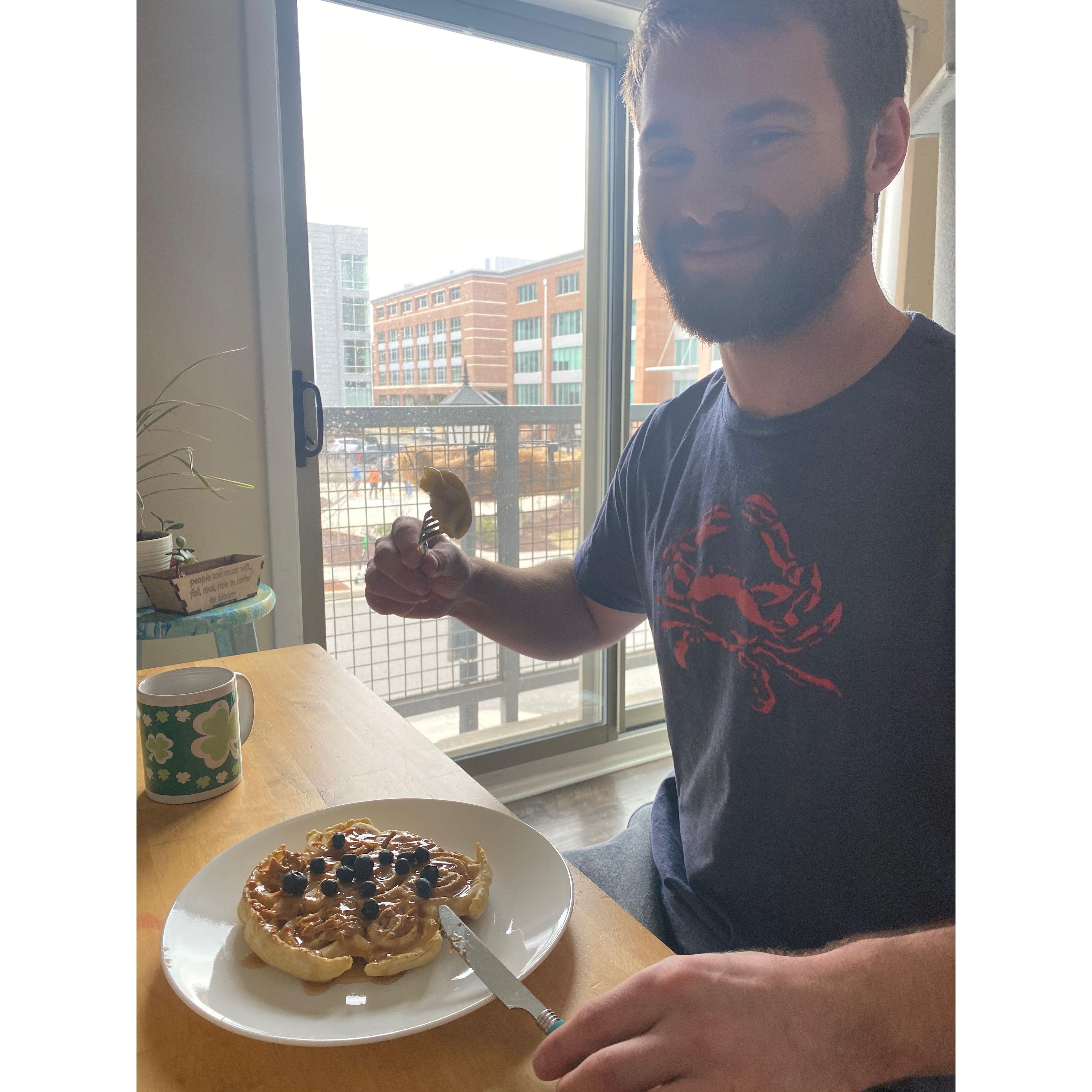 The morning Hunter asked Emily to ~officially~ be his girlfriend, in February 2021, over waffles