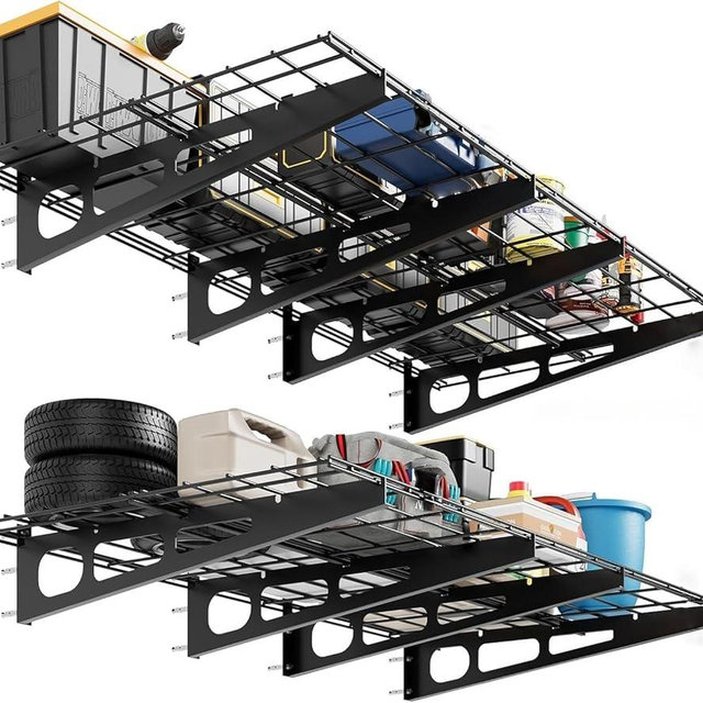 2 Pack 2x6Ft Garage Storage Shelving Wall Mounted, 4-Inch-By-72-Inch 1600 Lbs Heavy Duty Storage Shelves, Wall Shelve Garage Storage Rack Floating Shelves Organization for Warehouse, Laundry