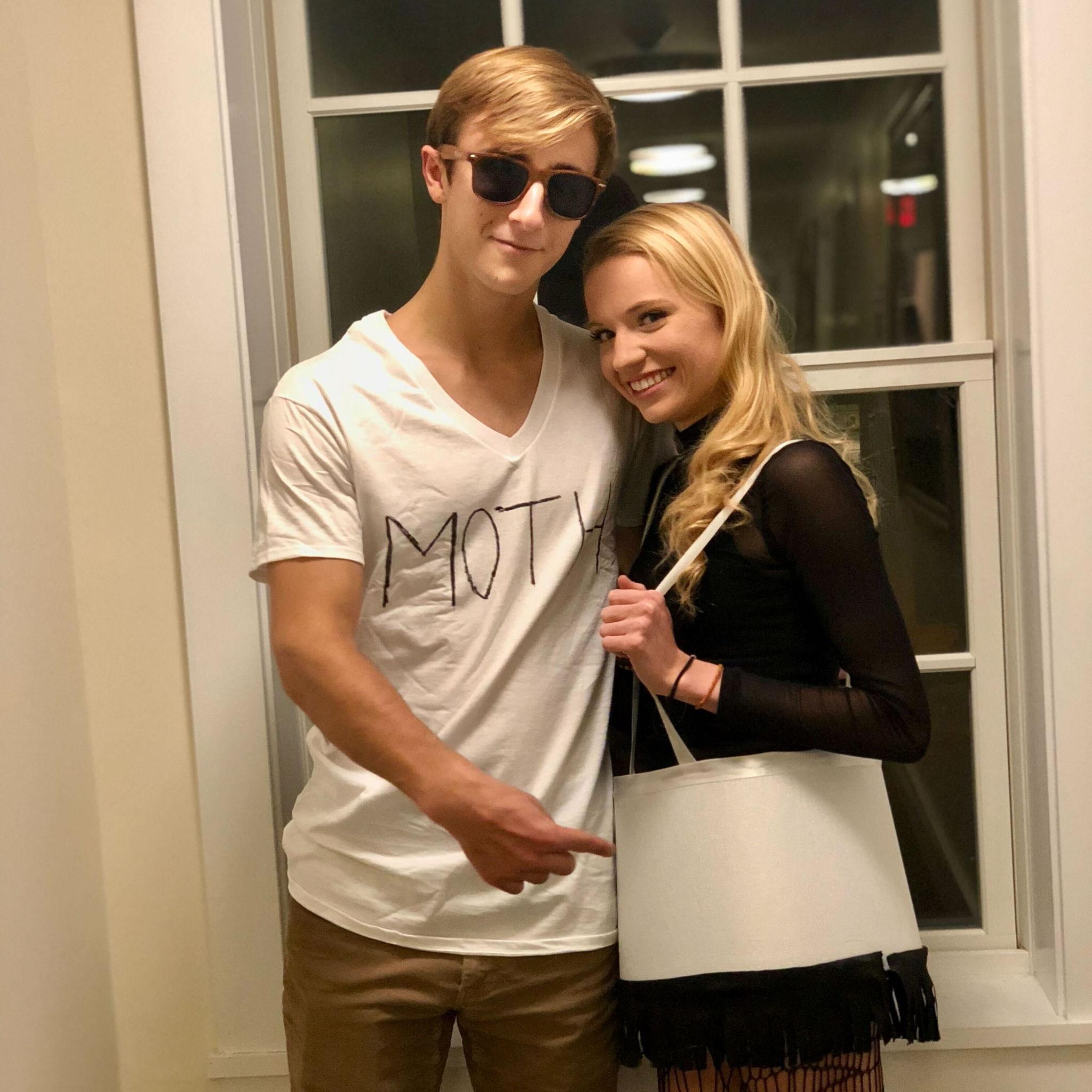 October 31, 2018. Our first Halloween (and probably best costume to date). We loved moth and lamp memes!