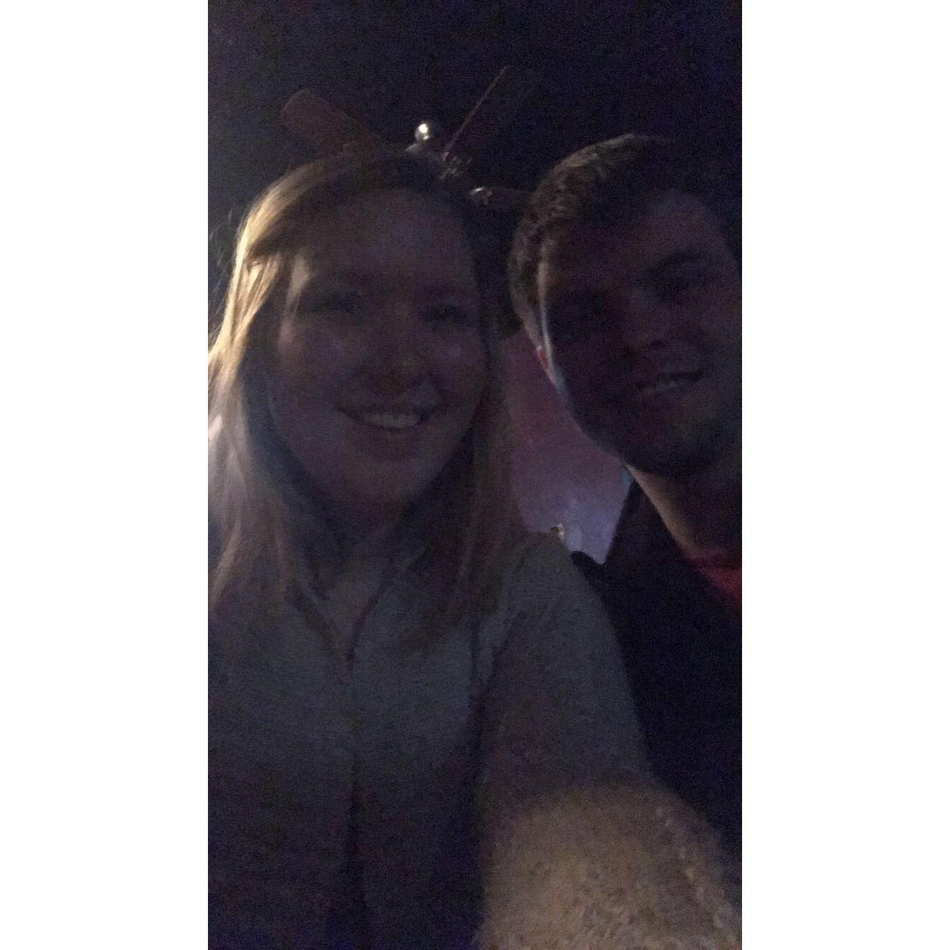 Our first picture as a couple taken in our favorite dingy dive bar at the time.