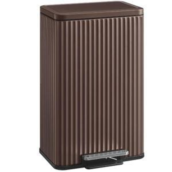 SONGMICS Trash Can, 13 Gallon (50 L) Garbage Can for Kitchen, with Lid, Pedal, and Removable Inner Bucket, Soft Close, Stainless Steel, 15 Trash Bags (Code K) Included, Brown ULTB586MZ01