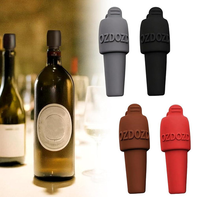 Silicone Wine Stopper for Wine Bottles, 2025 New Wine Stoppers for Wine Bottles, Seal Bottle Cover for Beer Champagne, Glass Bottle Sealer Covers Wine Stoppers for Home Use (4, All)